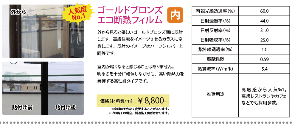 ブロンズエコ断熱フィルム